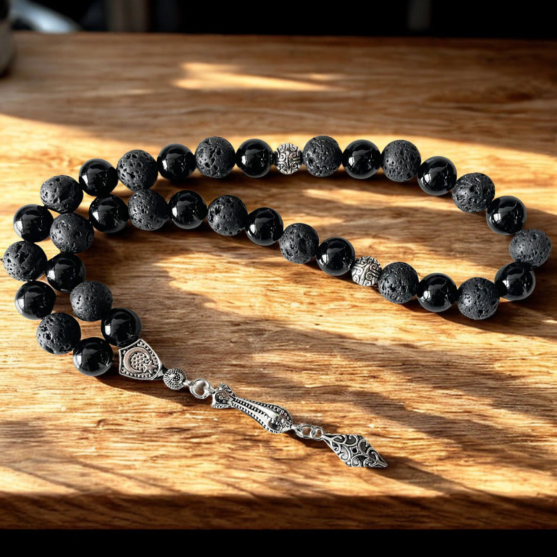 Lava stone & black agate tasbih — Ultra Deluxe