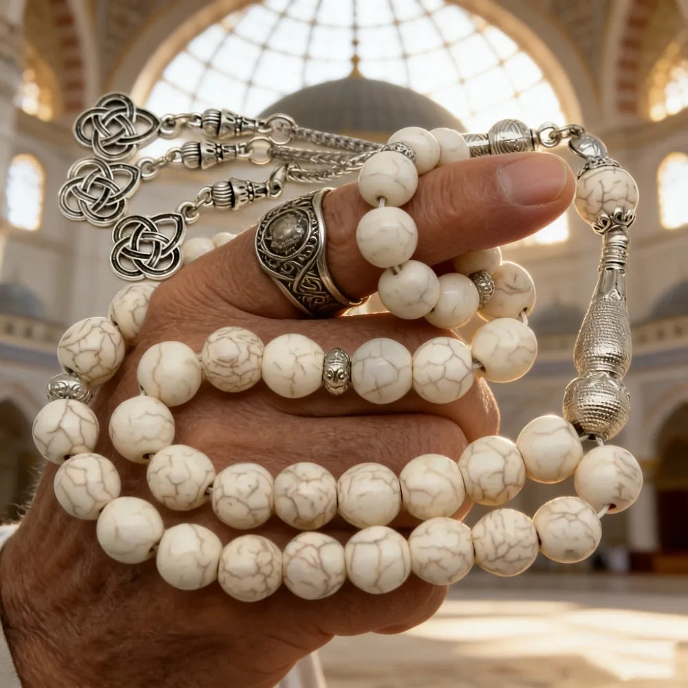 Natural stone tasbih (10 mm, 33 beads) — Premium