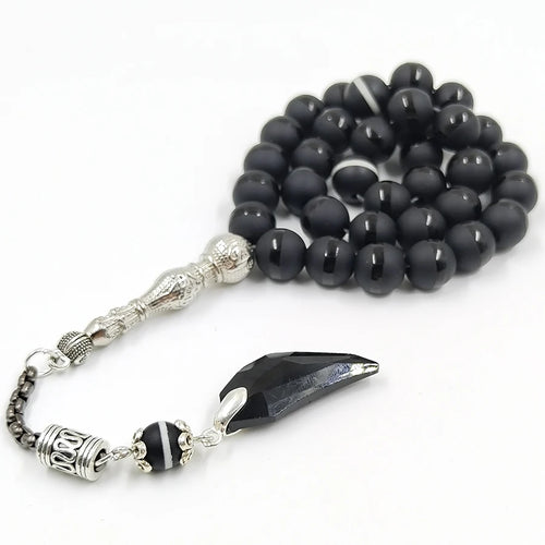Black crystal & agate tasbih — Ultra Deluxe