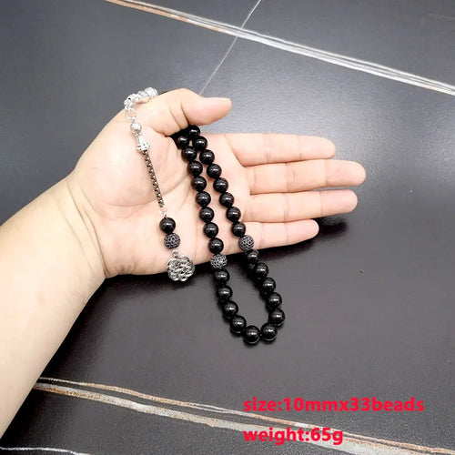 Black agate & zircon tasbih — Ultra Deluxe