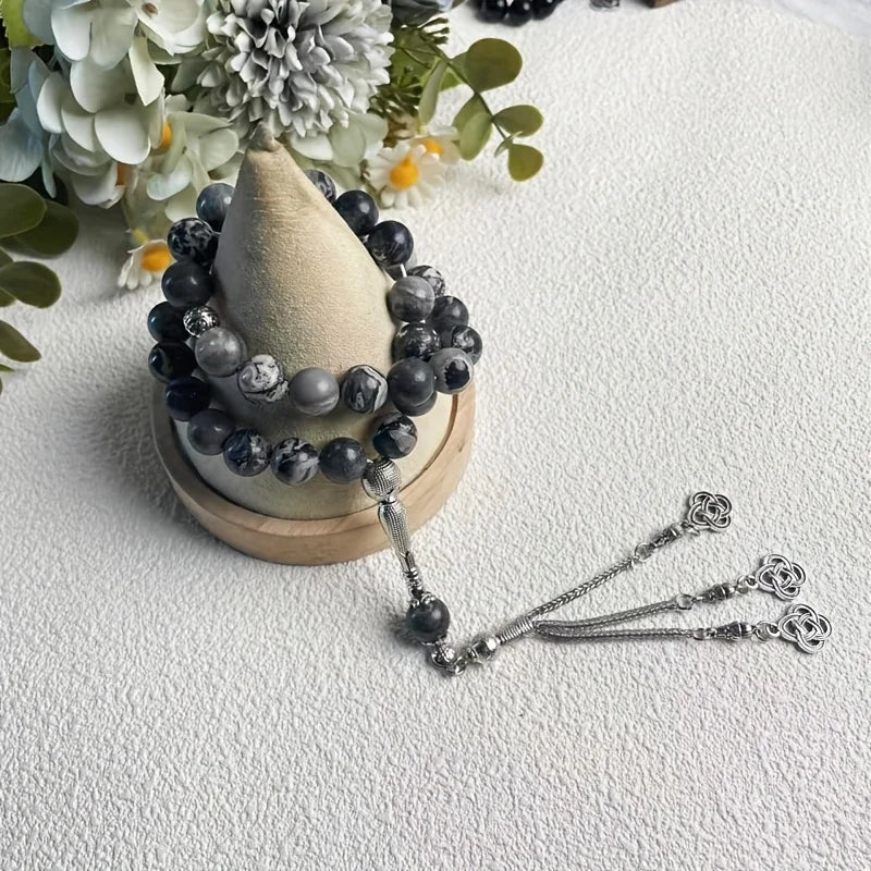 Map stone tasbih (10 mm, 33 beads) — Premium
