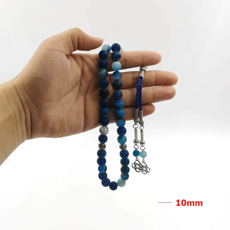 Matte blue agate tasbih — Ultra Deluxe