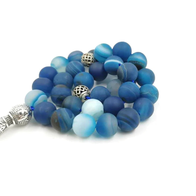 Matte blue agate tasbih — Ultra Deluxe