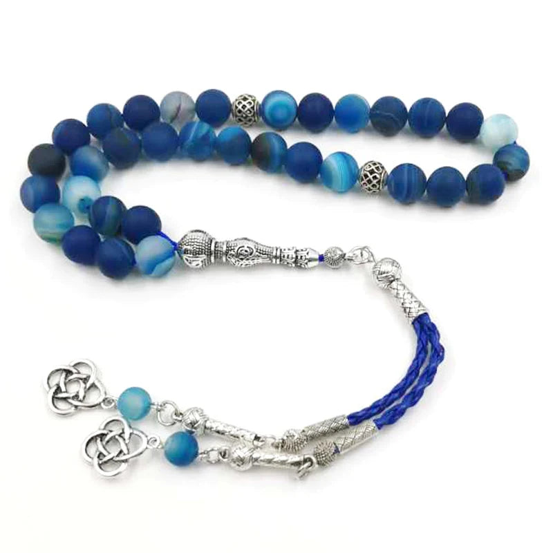 Matte blue agate tasbih — Ultra Deluxe