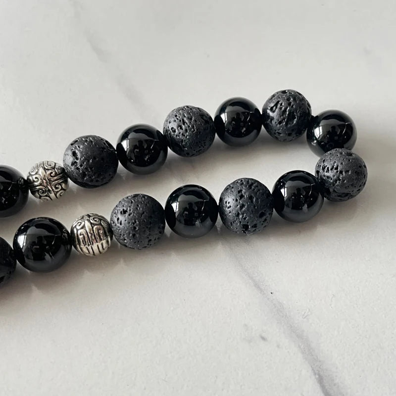 Lava stone & black agate tasbih — Ultra Deluxe