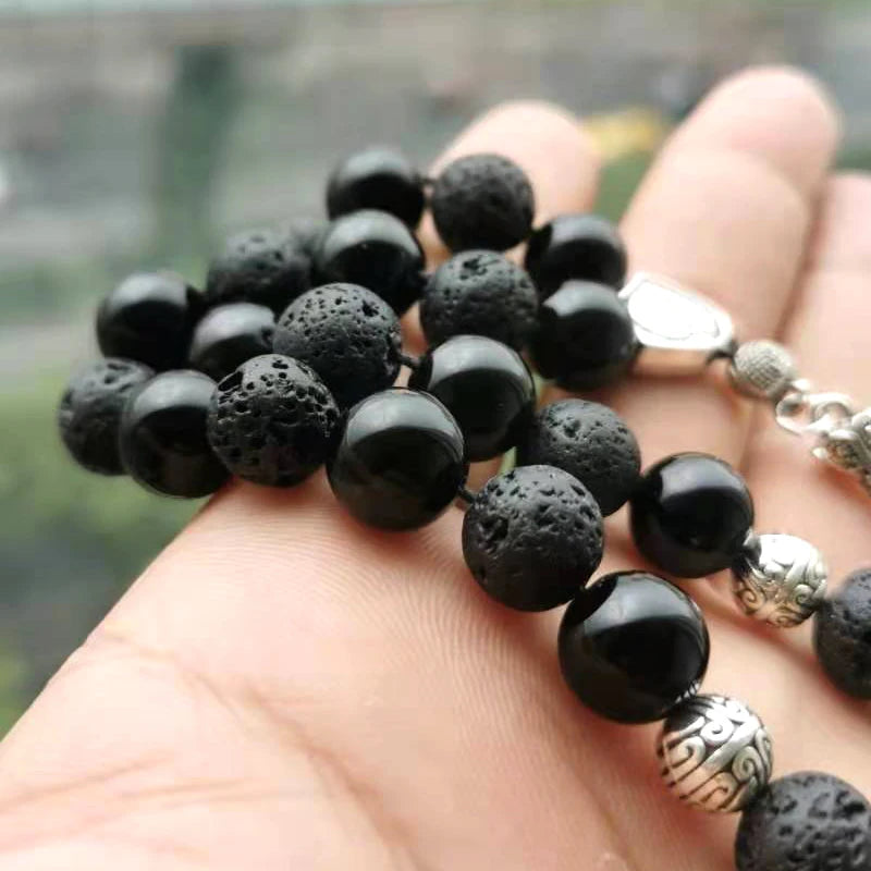 Lava stone & black agate tasbih — Ultra Deluxe